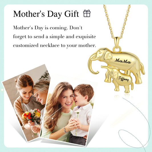 Custom Elephant Mother and Child Necklace