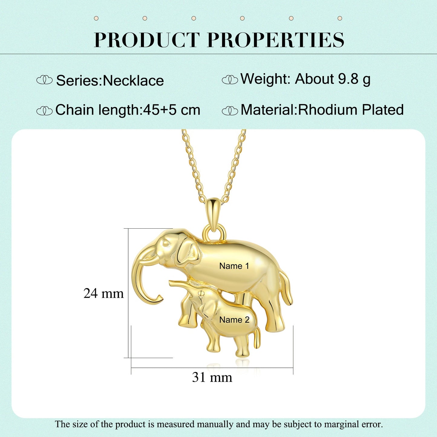 Custom Elephant Mother and Child Necklace