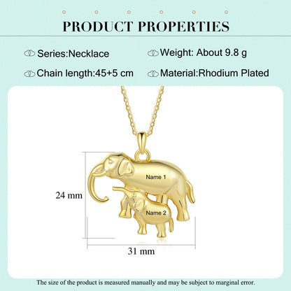 Custom Elephant Mother and Child Necklace