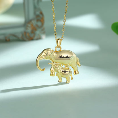 Custom Elephant Mother and Child Necklace