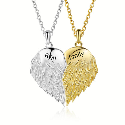 Custom Couple Necklace Angel Wings