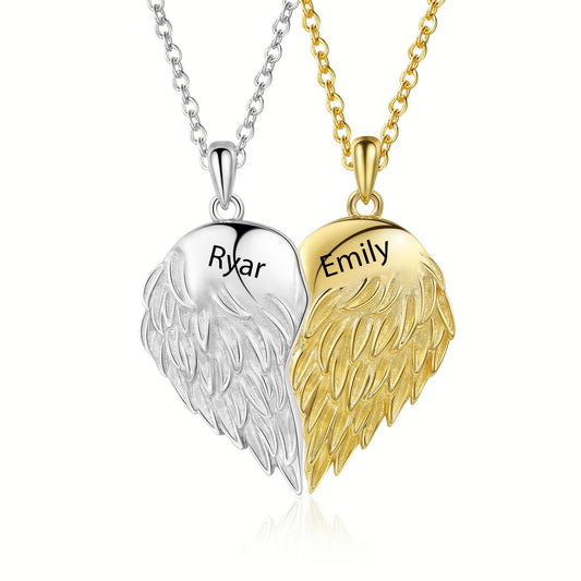 Custom Couple Necklace Angel Wings