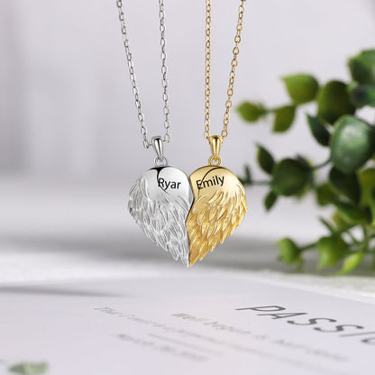 Custom Couple Necklace Angel Wings