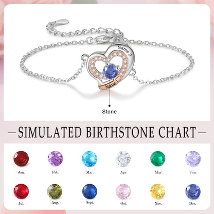 Custom Heart Shaped Birthstone Bracelet