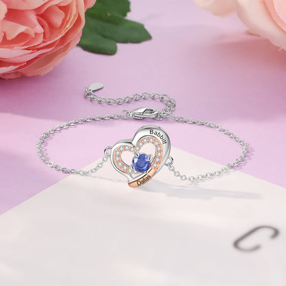 Custom Heart Shaped Birthstone Bracelet