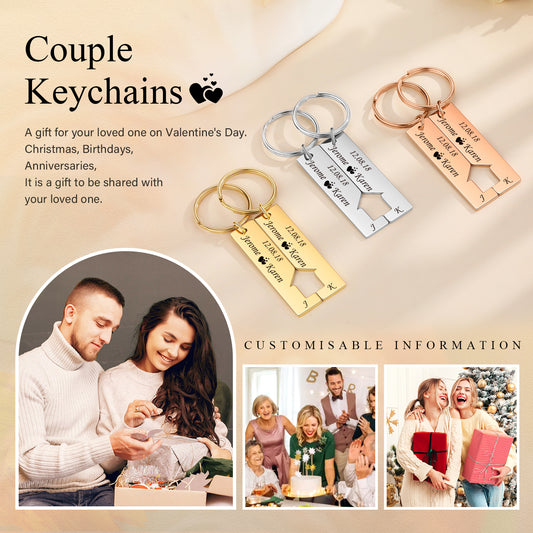 Custom Name Letter Stainless Steel Couple Keychain