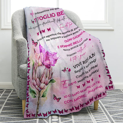 Flowers and Butterflies Pattern Italian Language Flannel Blanket