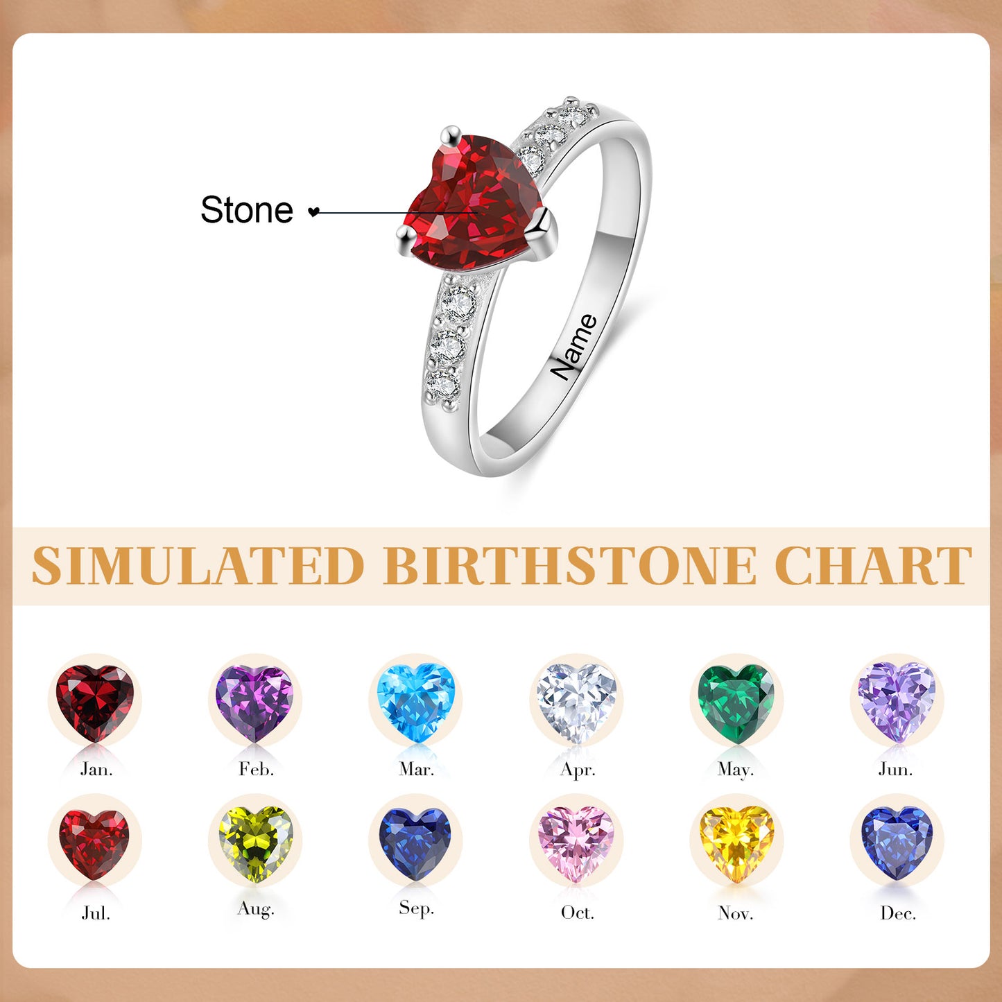 Sterling silver Custom Birthstone Ring