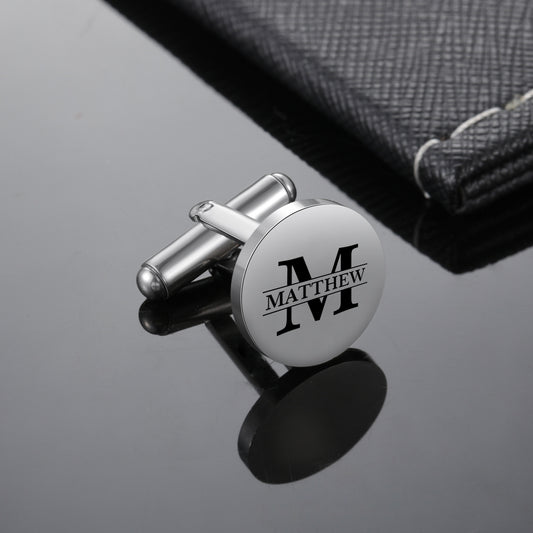 Custom Letter Cufflinks – Personalized Stainless Steel Initials for Men – Gift for Groom, Dad, or Husband