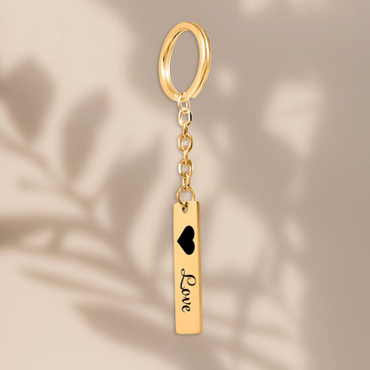 Personalized Vertical Bar Love Keychain – Custom Engraved Gift for Couples
