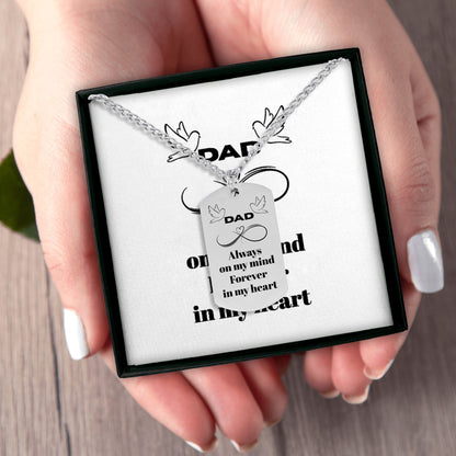 Cuban Tag Necklace Dad Memorial Engraved Dog Tag Necklace