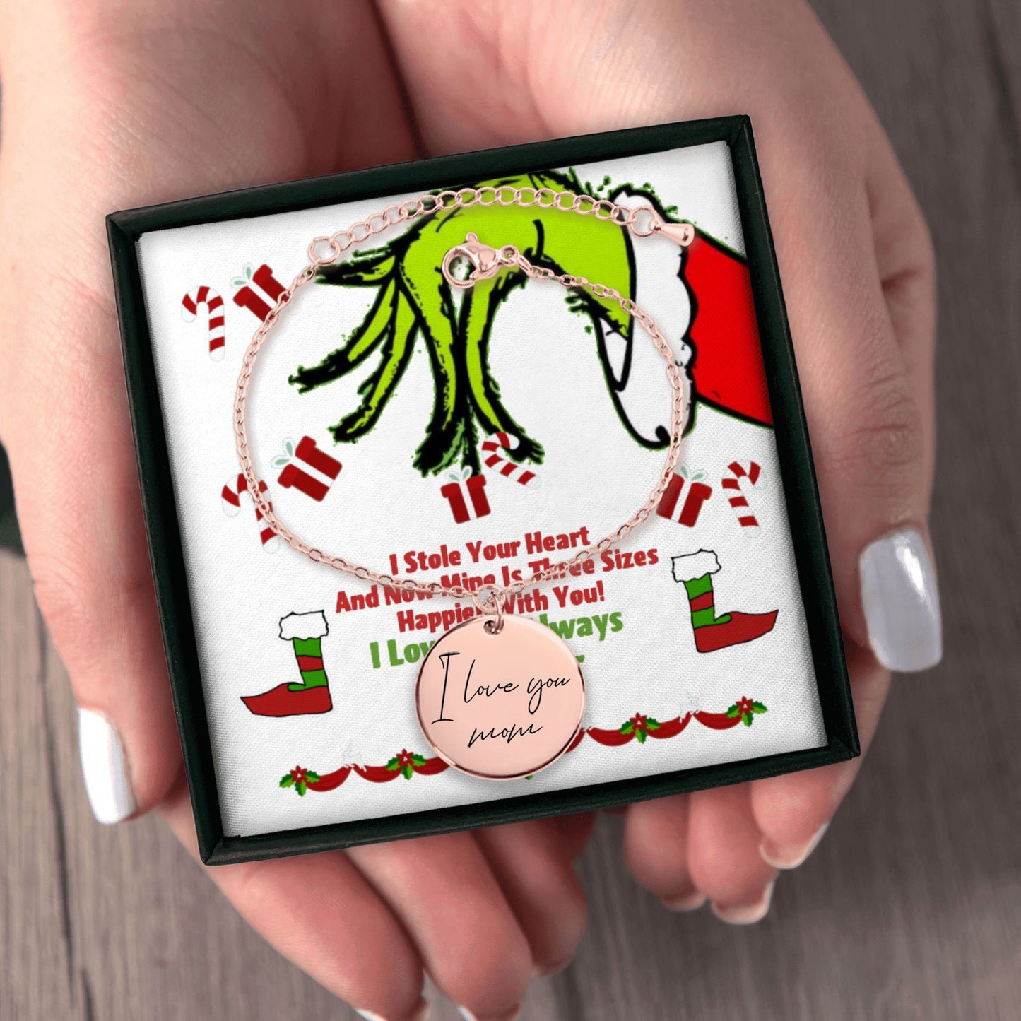 Handwritten Bracelet Christmas Grinch design