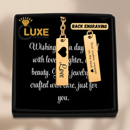 Personalized Vertical Bar Love Keychain – Custom Engraved Gift for Couples