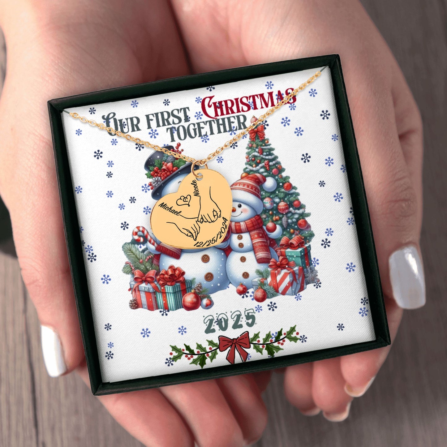 Our First Christmas Together – Personalized Heart Necklace