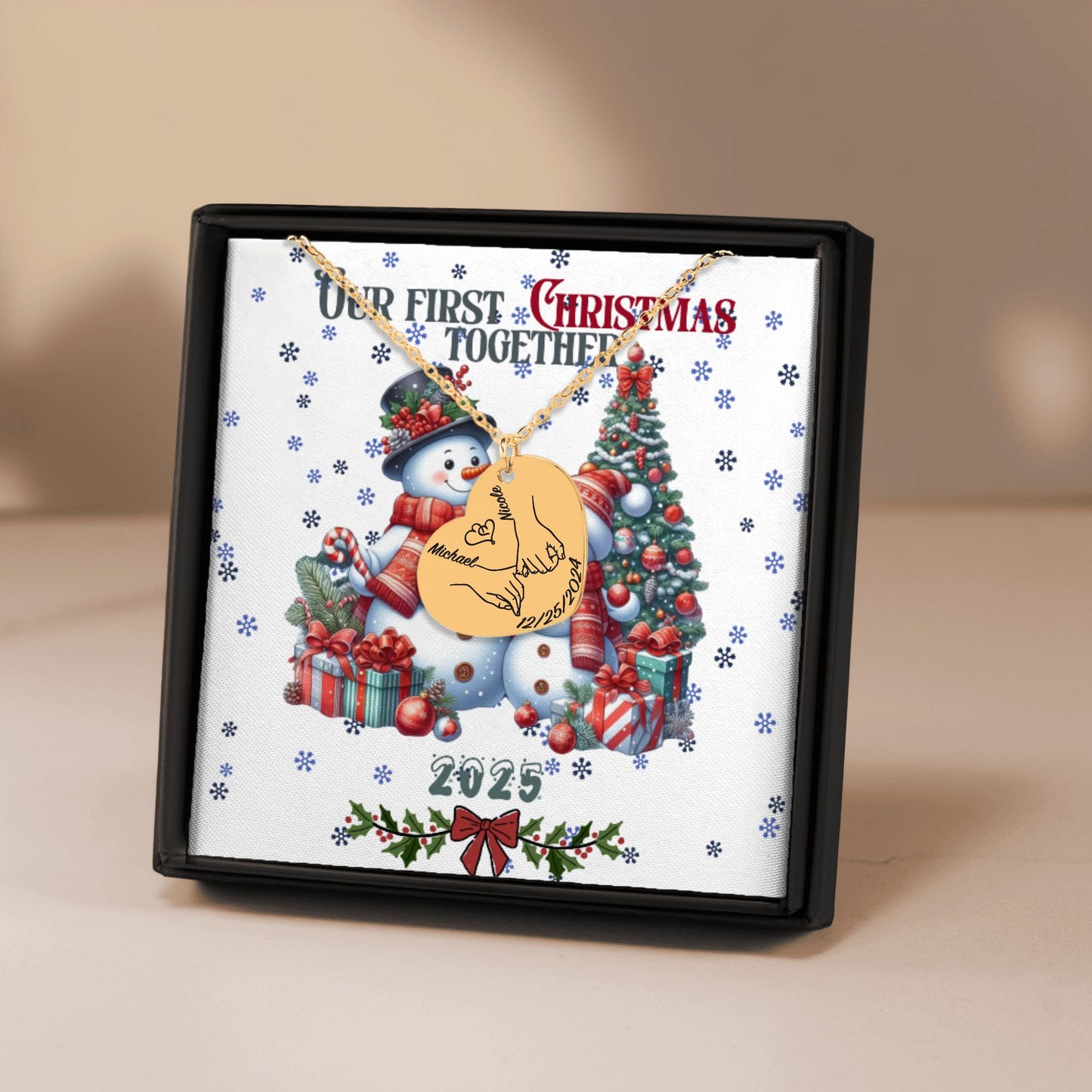 Our First Christmas Together – Personalized Heart Necklace