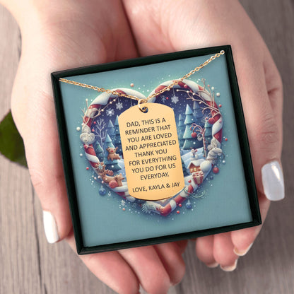 Custom Tag Necklace with Personalized Christmas Message Card