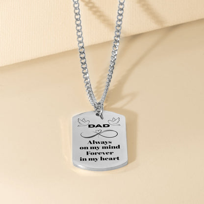Cuban Tag Necklace Dad Memorial Engraved Dog Tag Necklace