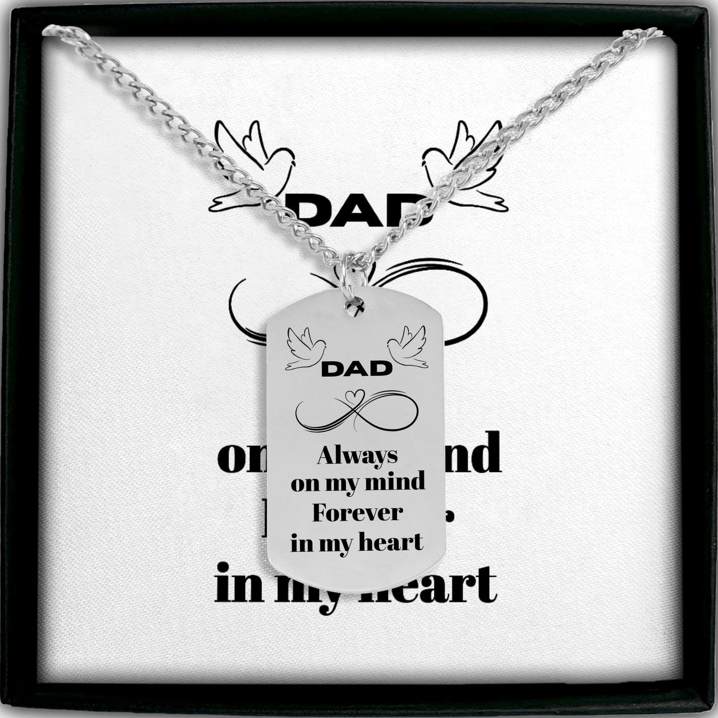 Cuban Tag Necklace Dad Memorial Engraved Dog Tag Necklace