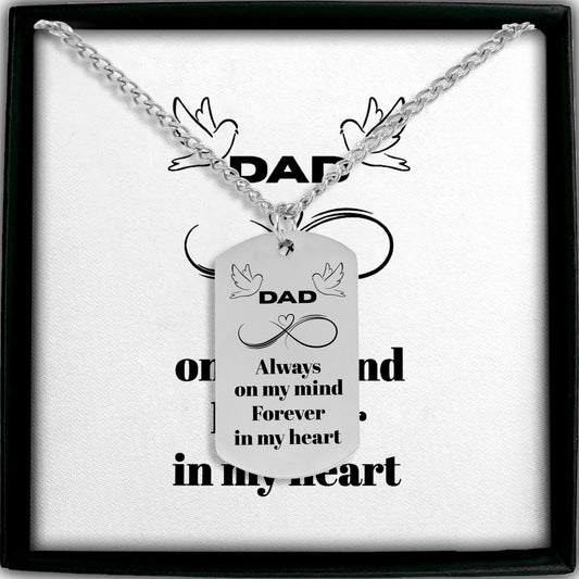 Cuban Tag Necklace Dad Memorial Engraved Dog Tag Necklace