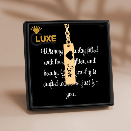 Personalized Vertical Bar Love Keychain – Custom Engraved Gift for Couples