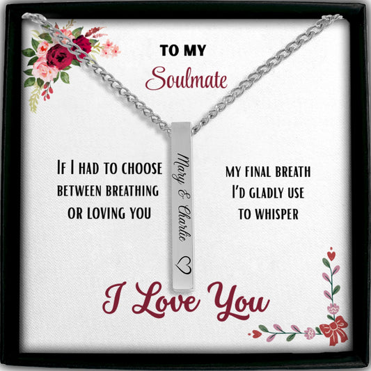 To my Soulmate 3D Bar Necklace
