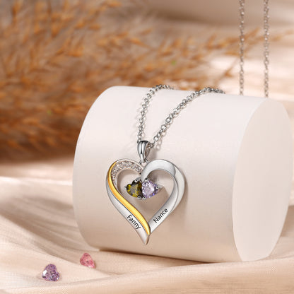 925 Sterling silver Custom Birthstone Engraved Necklace