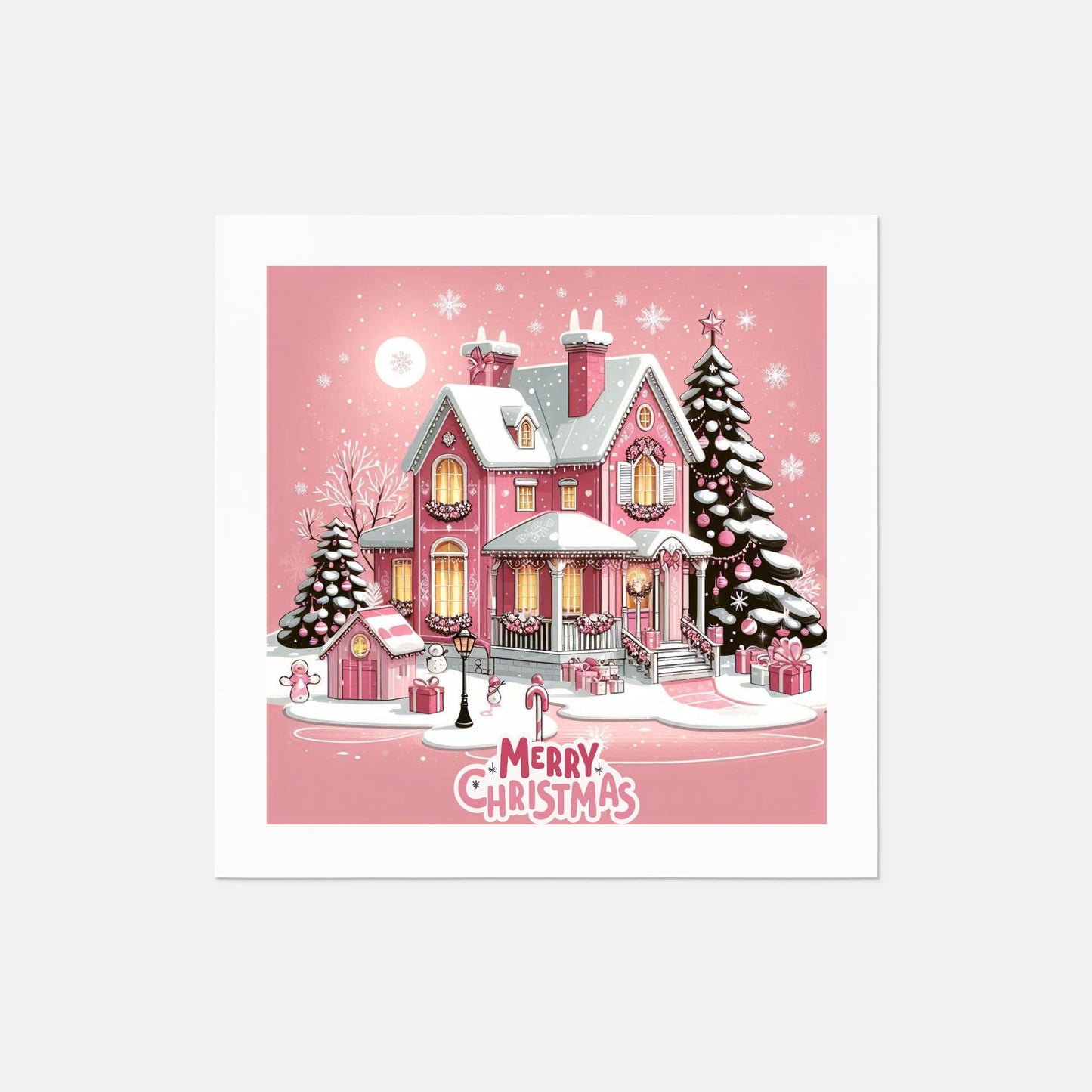 Luncheon Napkin (QTY 100)Pink Christmas House Merry Christmas