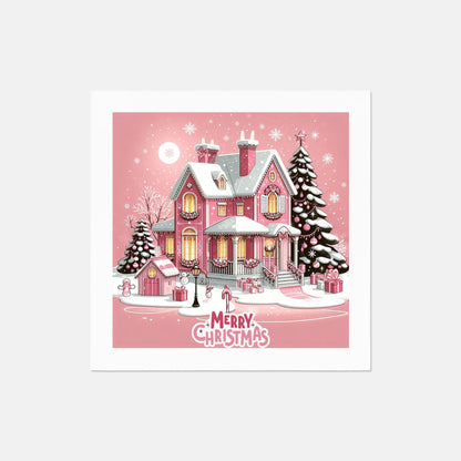 Luncheon Napkin (QTY 100)Pink Christmas House Merry Christmas