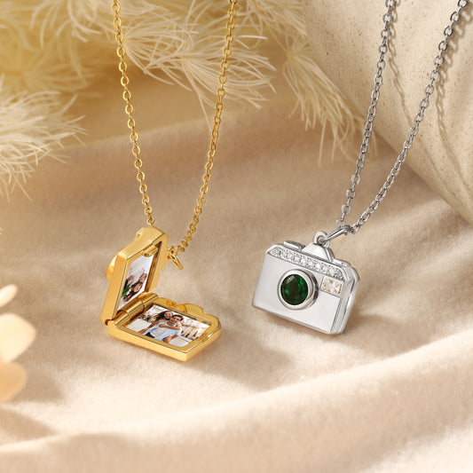 Brass Personalized birthstone & photo necklace