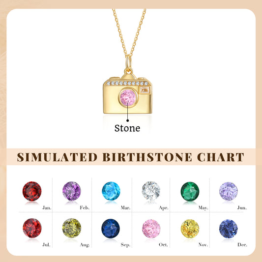 Brass Personalized birthstone & photo necklace