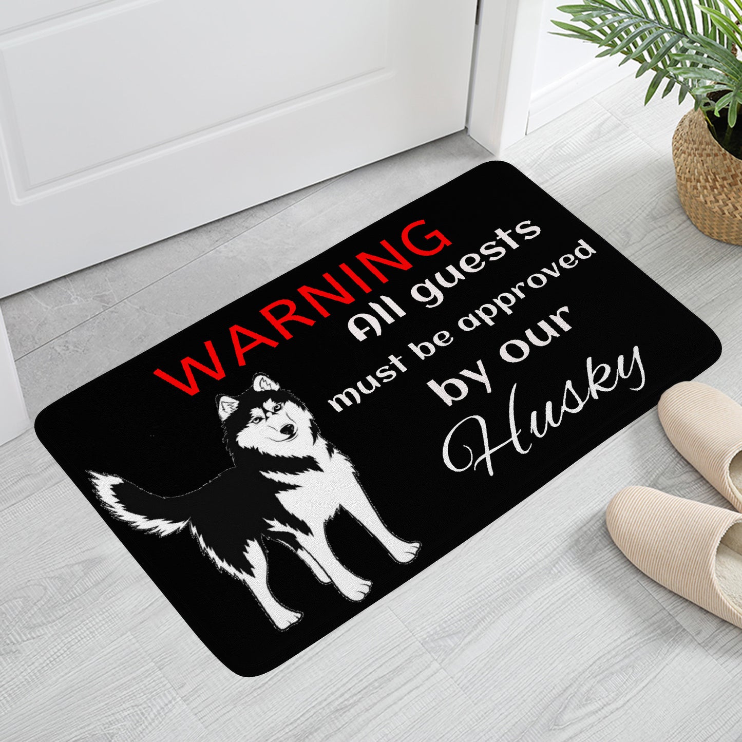 Doormat Warning Husky