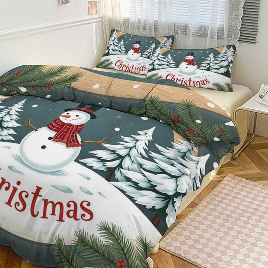 Christmas 3-Piece Bedding Set-90"x90"/ 229x229cm (Dual-sided Printing)