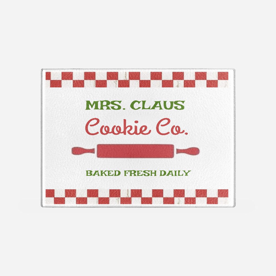 Cutting Board Lrg. (15.75" x 11.5") Mrs Claus Cooking Co. Baked fresh Daily Christmas decoration