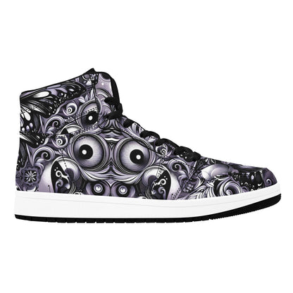 Skulla and Roses Women's High Top Sneakers (Model 20042)