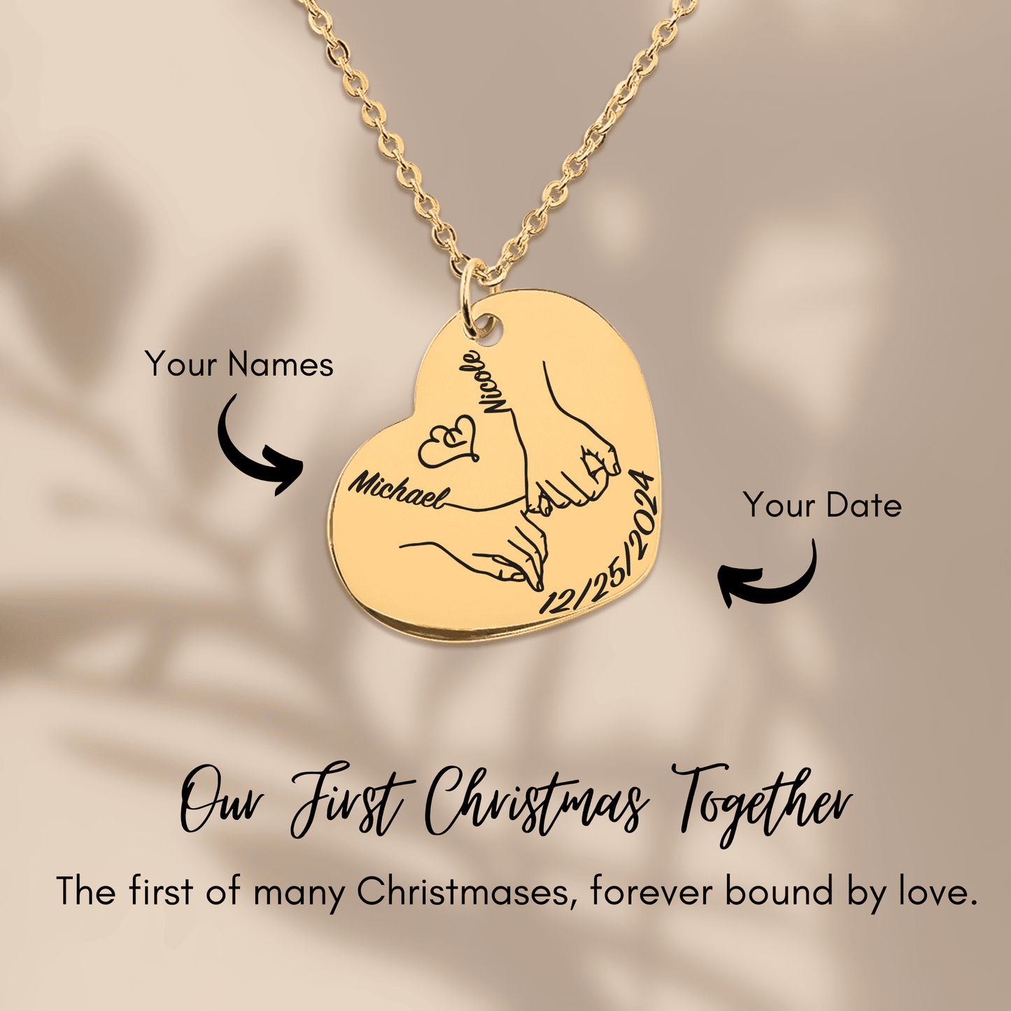Our First Christmas Together – Personalized Heart Necklace
