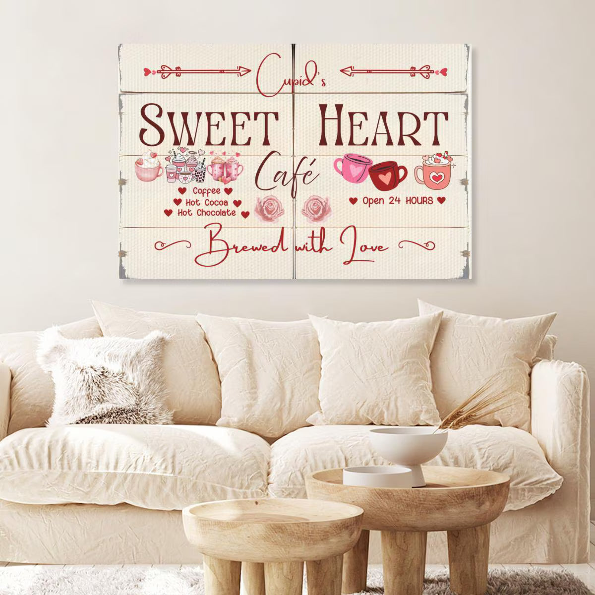 Valentine's Day Sweet Heart design wall art canvas