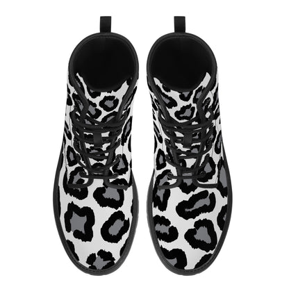 Synthetic Leather Boots Leopard print decoration