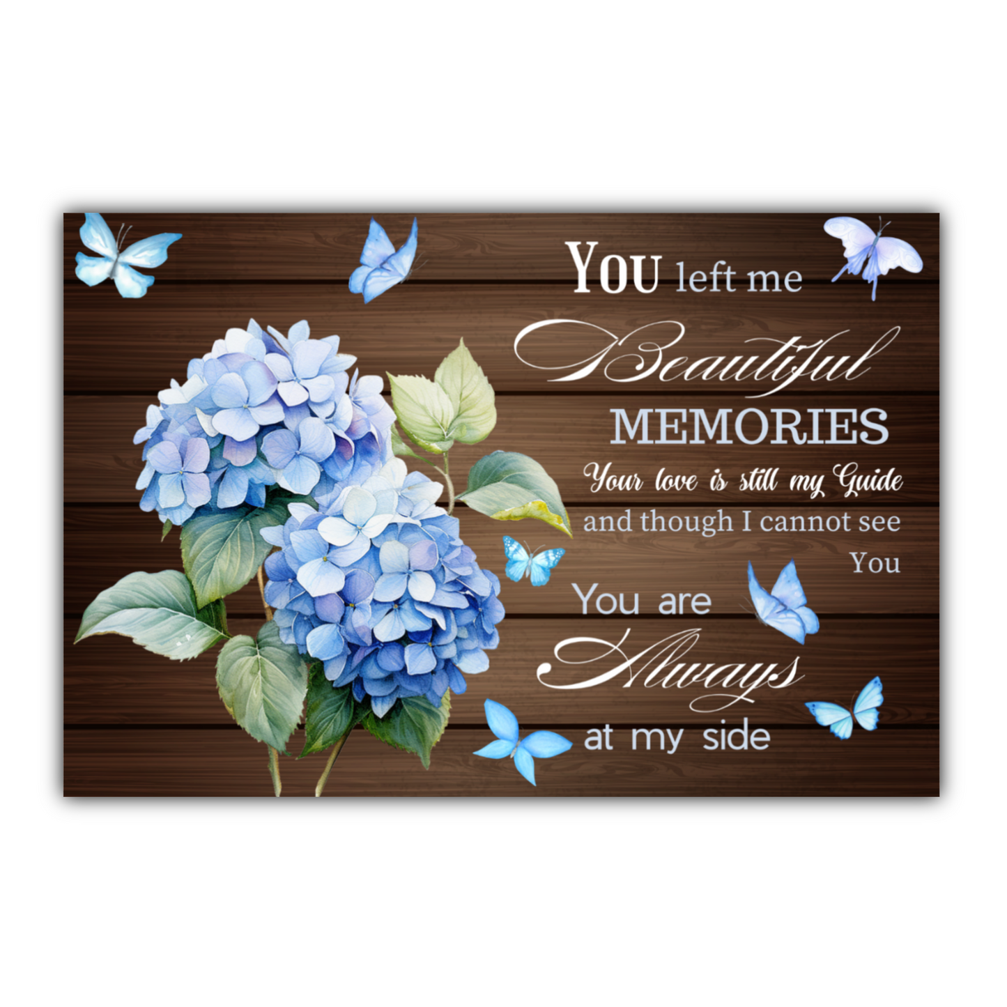 Memorial Canvas Wall Art – “You Left Me Beautiful Memories” Quote with Hydrangeas | Remembrance Gift for Loss of Loved One