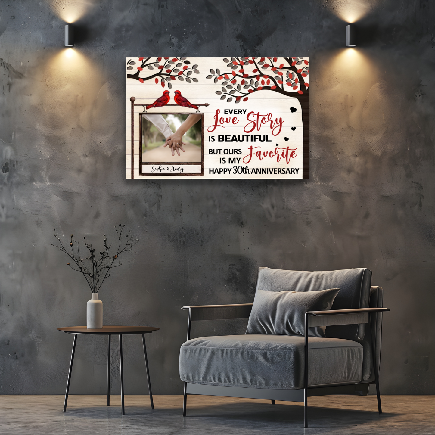 Romantic Canvas Wall Art – Stretched Love Decor for Home, Wedding, or Anniversary Gift