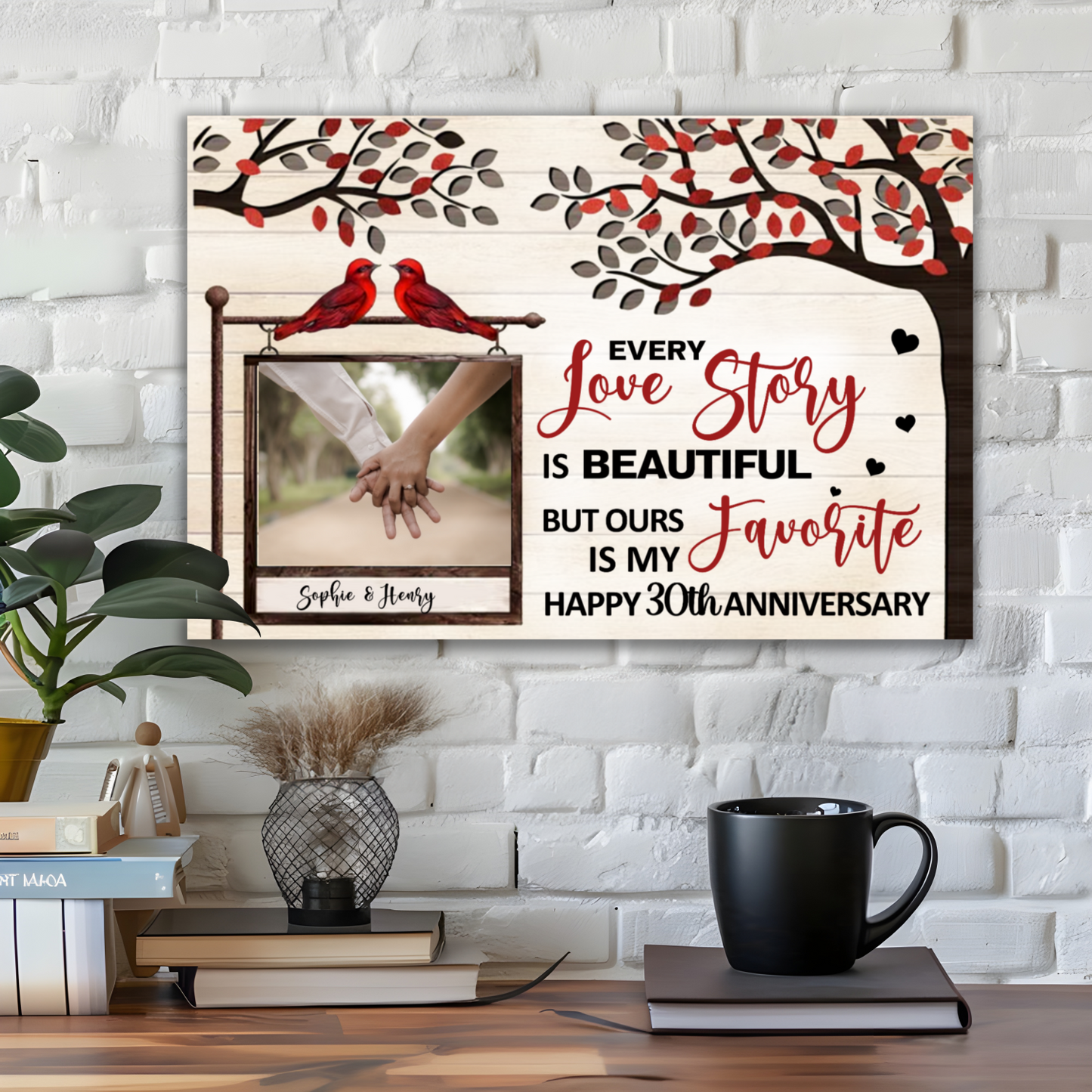 Romantic Canvas Wall Art – Stretched Love Decor for Home, Wedding, or Anniversary Gift