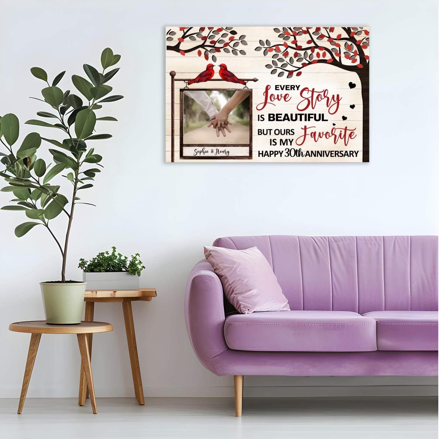 Romantic Canvas Wall Art – Stretched Love Decor for Home, Wedding, or Anniversary Gift