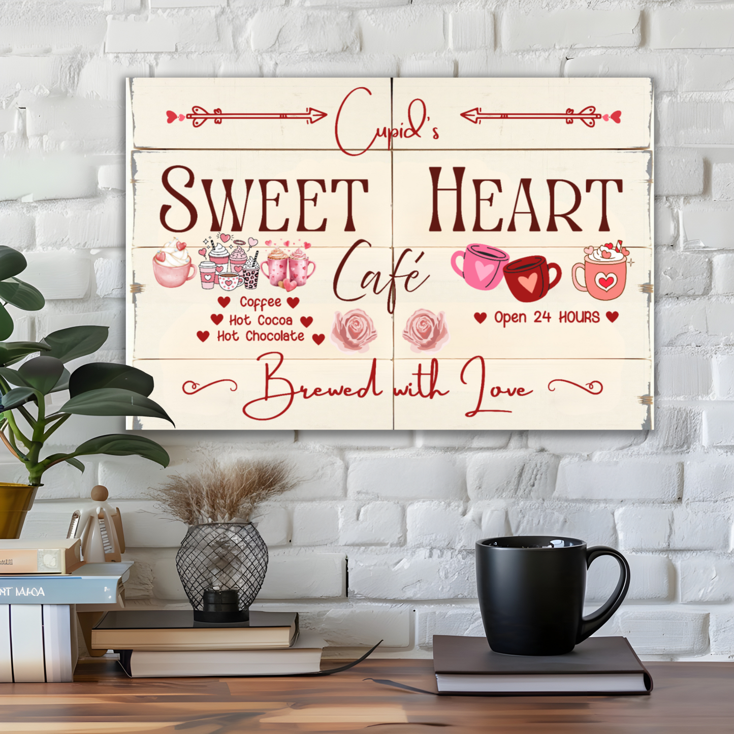 Valentine's Day Sweet Heart design wall art canvas