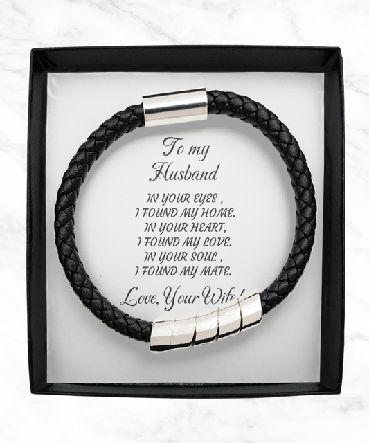 Chic Black Vegan Leather Bracelet for Him