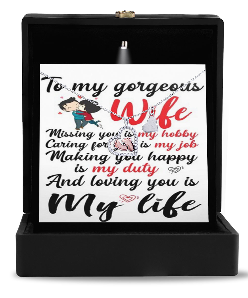 To my gorgeous Wife Baby Feet Necklace