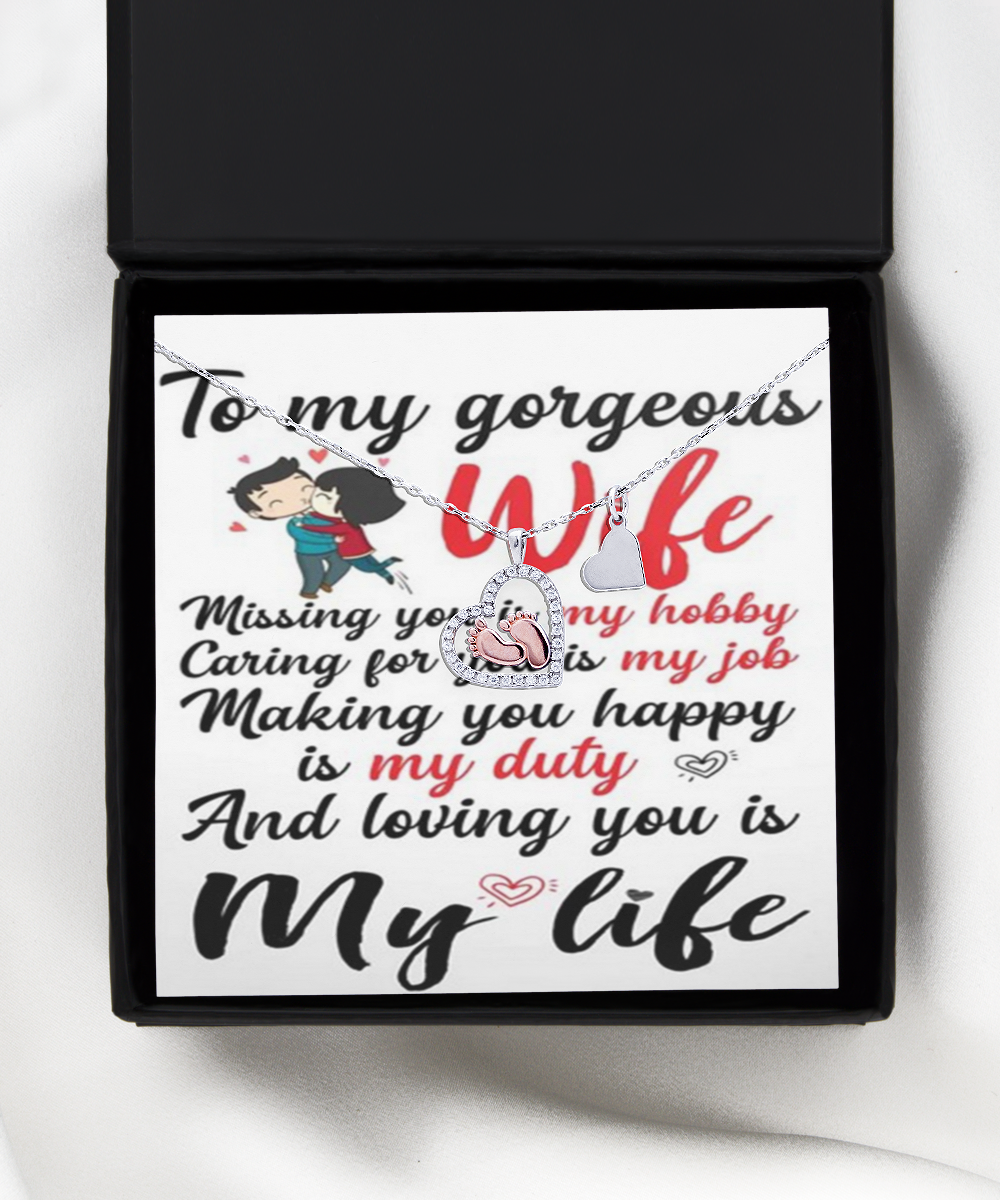 To my gorgeous Wife Baby Feet Necklace