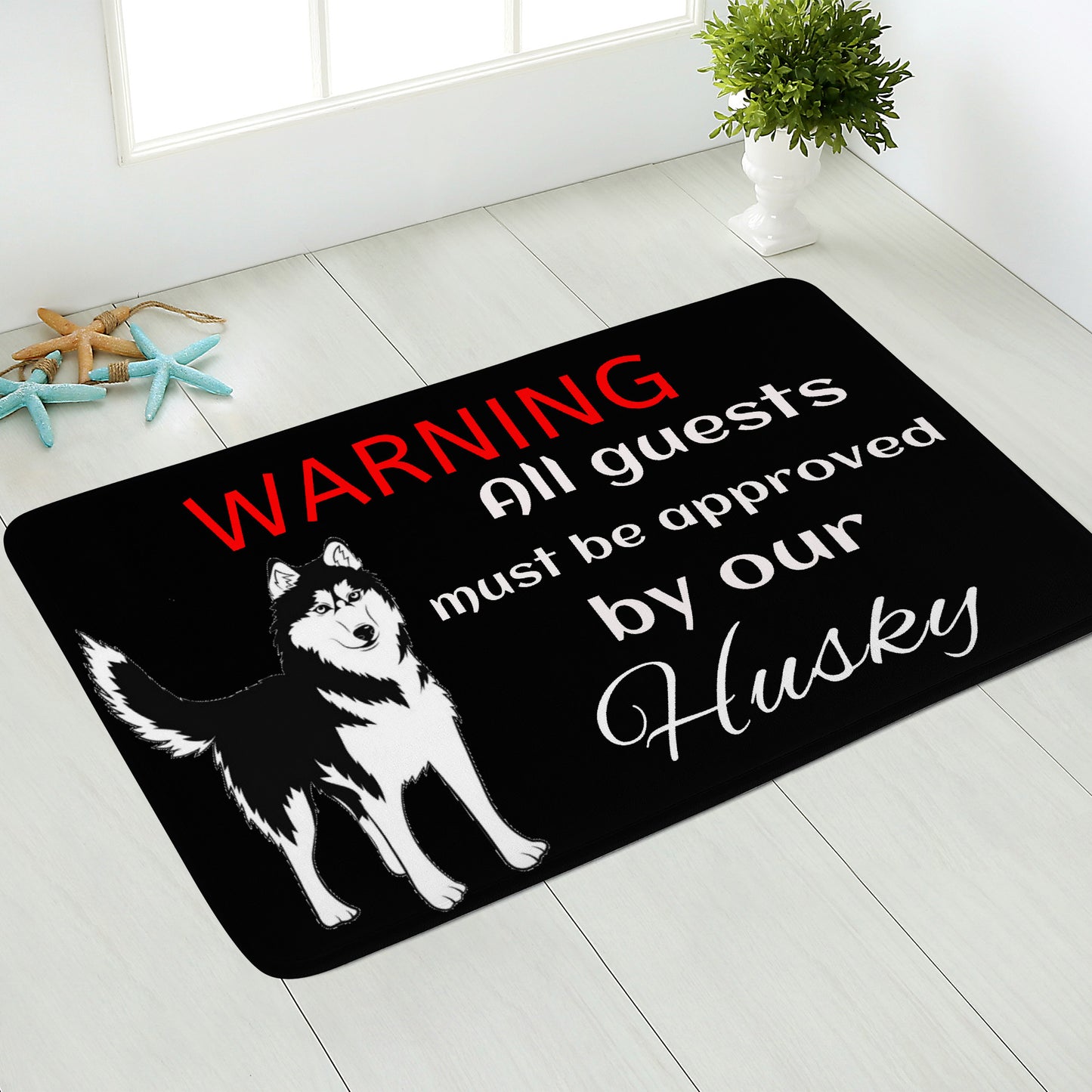Doormat Warning Husky
