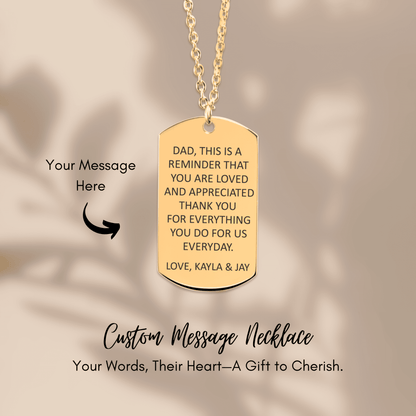 Custom Tag Necklace with Personalized Christmas Message Card