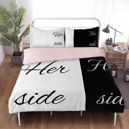 Bedding Her side, His side black and white