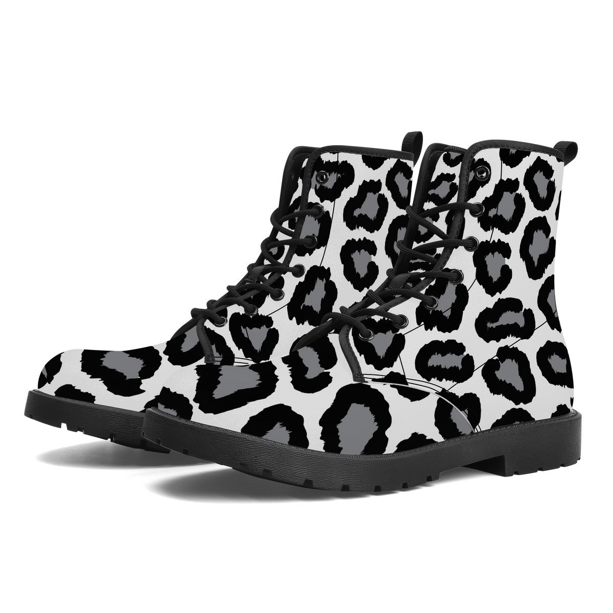 Synthetic Leather Boots Leopard print decoration