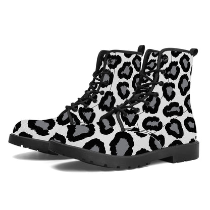 Synthetic Leather Boots Leopard print decoration